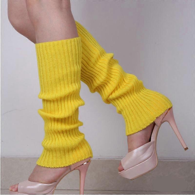 1pair yellow Women's Knitted Leg Warmers