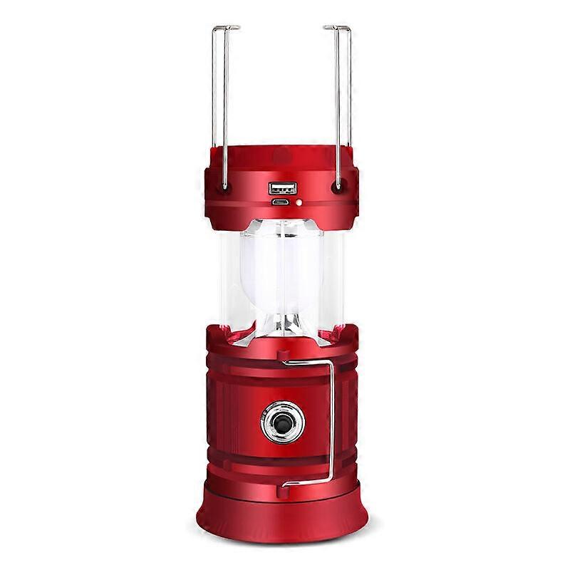 USB rechargeable LED lantern, powerful camping lamp, waterproof (red)