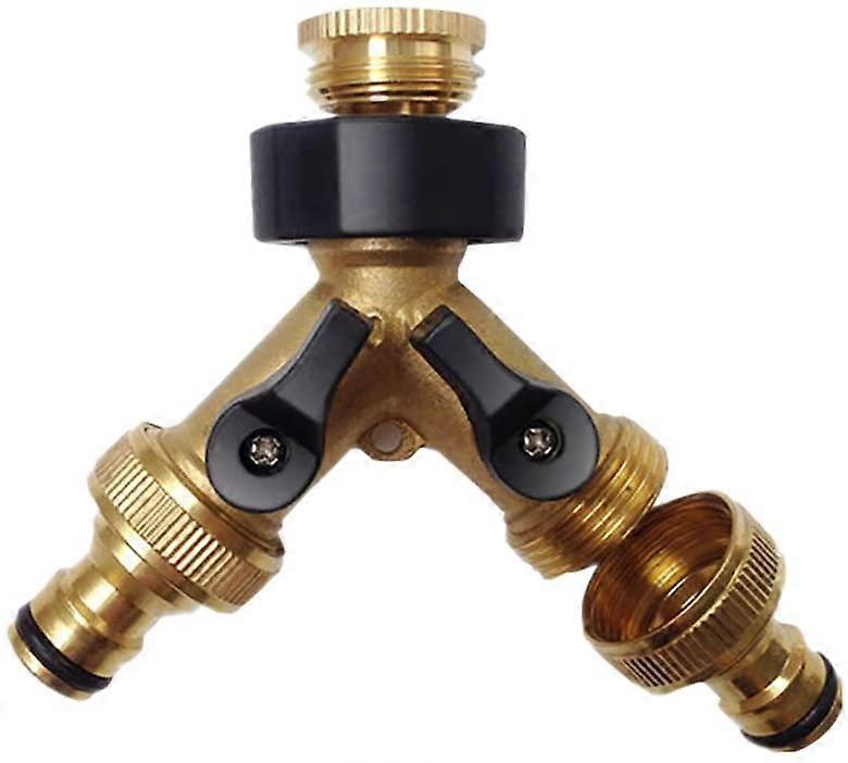 2 Way Solid Brass Hose Splitter 2-Way Hose Connector With Shut OFF/ON Valves