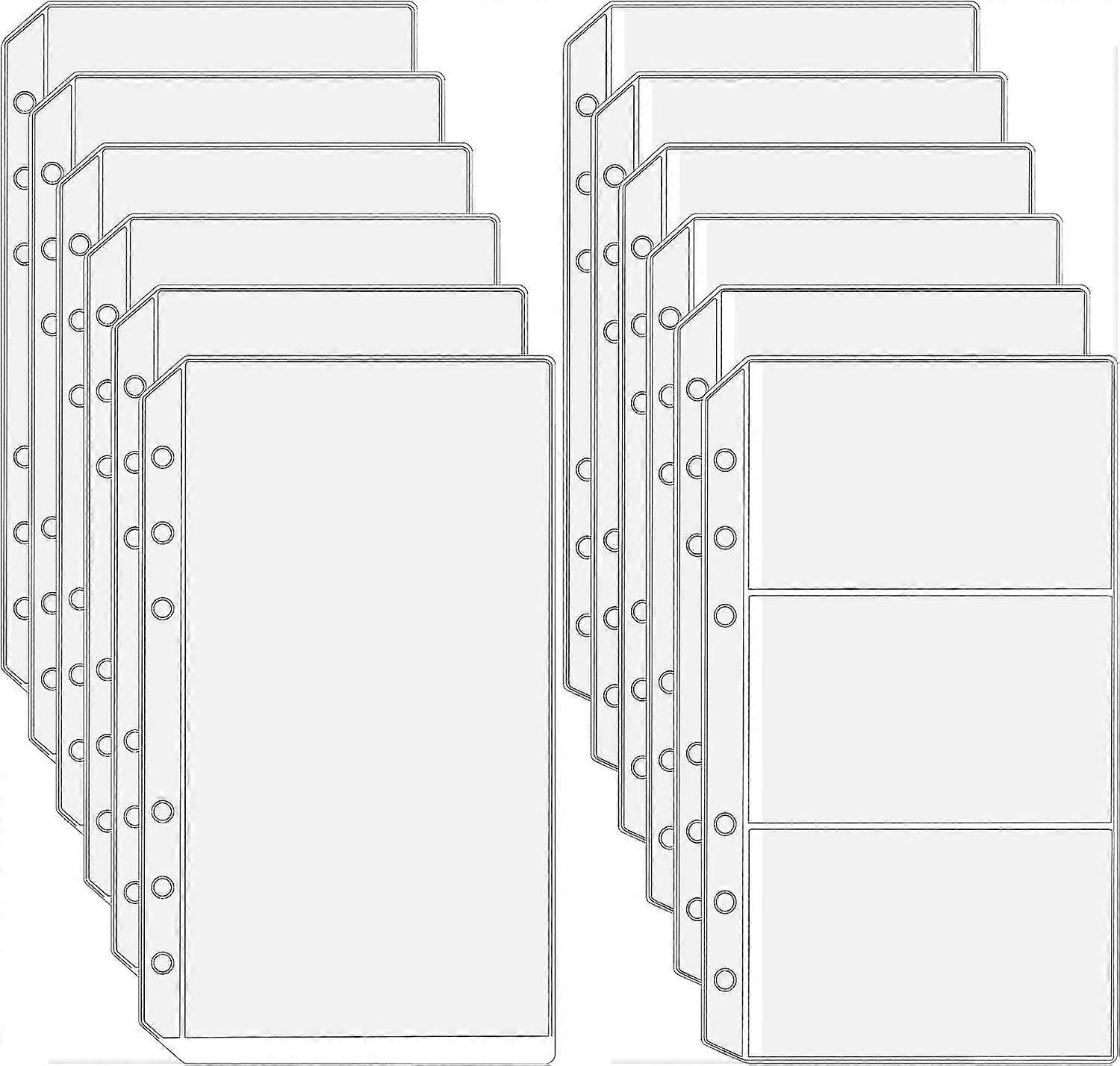 Pack Of 12 Binder Pockets - A6 Transparent Loose Leaf Pockets For Notebooks