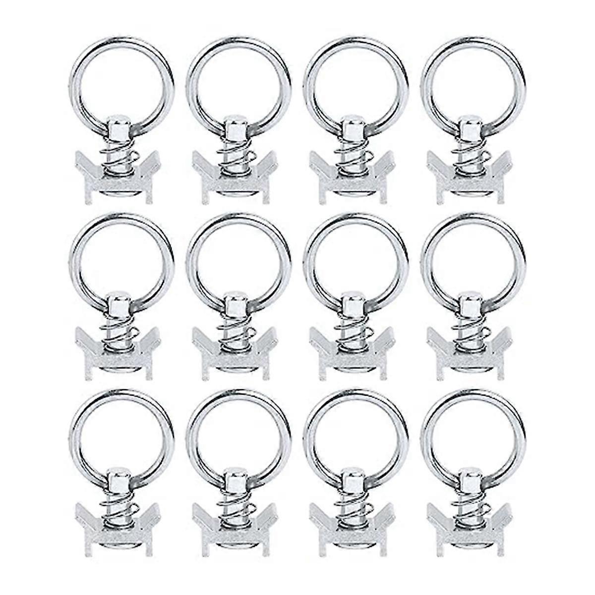12PCS Single Stud Fitting L Track 4,000LB Capacity with Stainless Steel Round Ring Aluminum Keeper