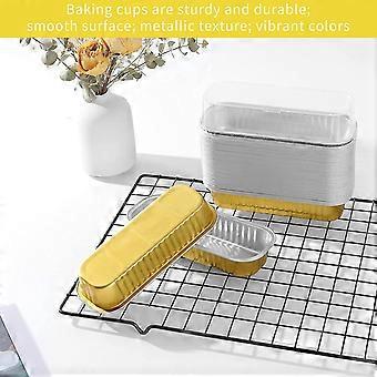 Cake Pan Mini Loaf Baking Pans With Lids And Spoons 50 Pack, 6.8oz Rectangle Aluminum Foil