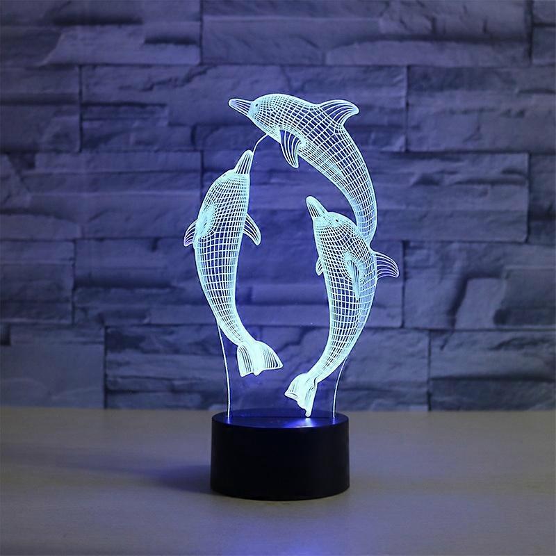 Three Dolphins Table Lamp, 16 Colors Remote Control Version
