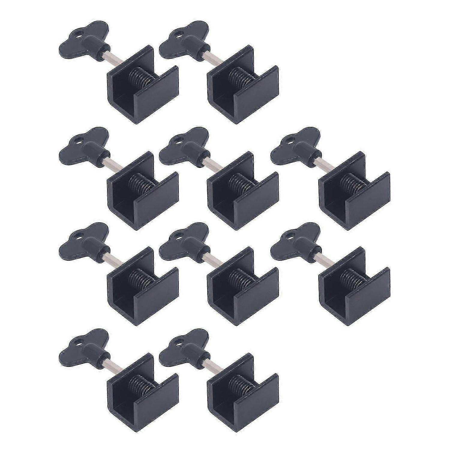 Adjustable Window Locks Kit - 10 Sets Single Hole Sliding Locks with Wrench Key for Vertical and Hor