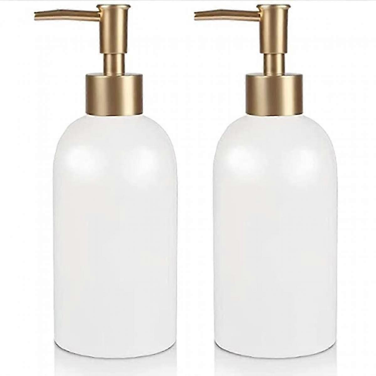 2pc  Ceramic Soap Dispenser Ceramic Soap Pump Dispenser Can Fill Liquid For Bathroom Kitchen