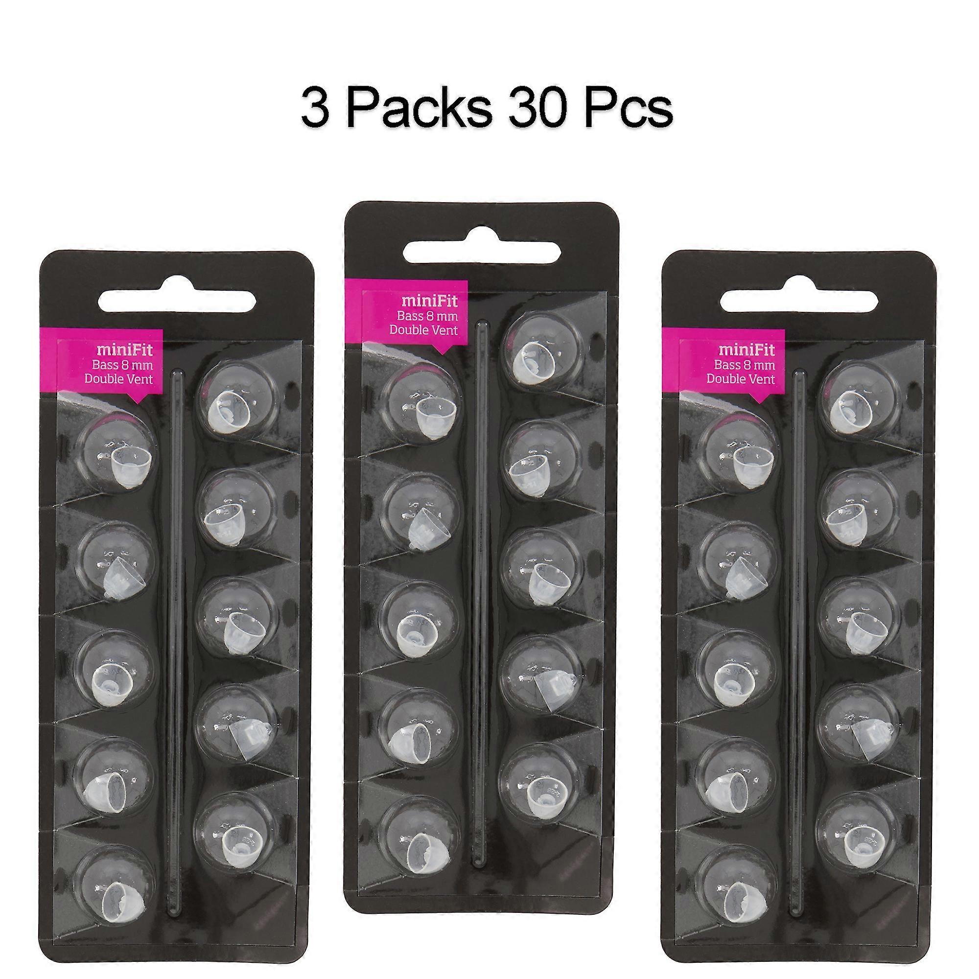 قباب السمع لقباب الجهير ذات التهوية المزدوجة Oticon MiniFit: 3 عبوات / 30 قطعة (8 مم) قباب عالمية لمستلزمات المعينات السمعية Oticon