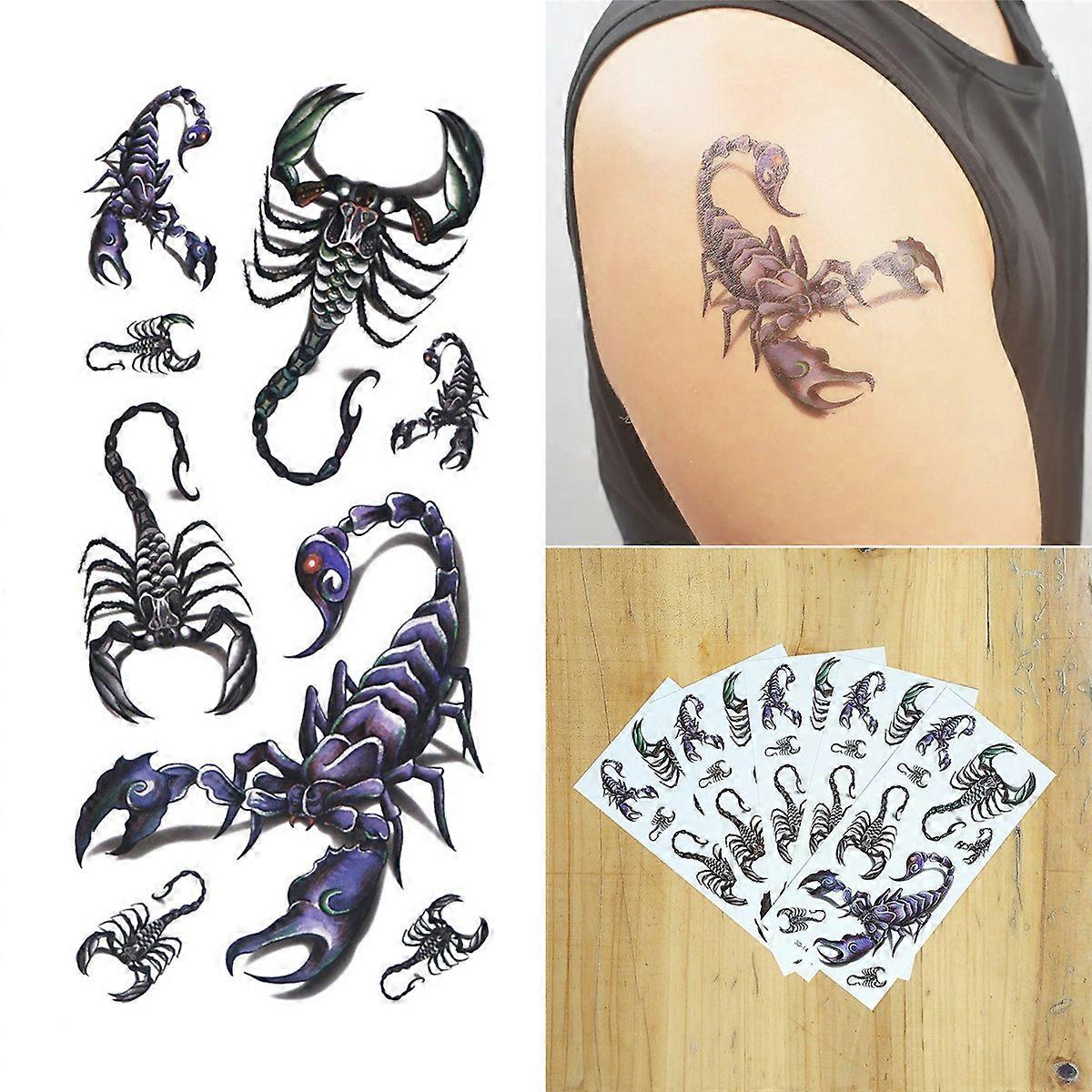KATEA 5 Sheets Temporary Tattoo 3D Scorpion for Women Men Lower Back Shoulder Neck Arm