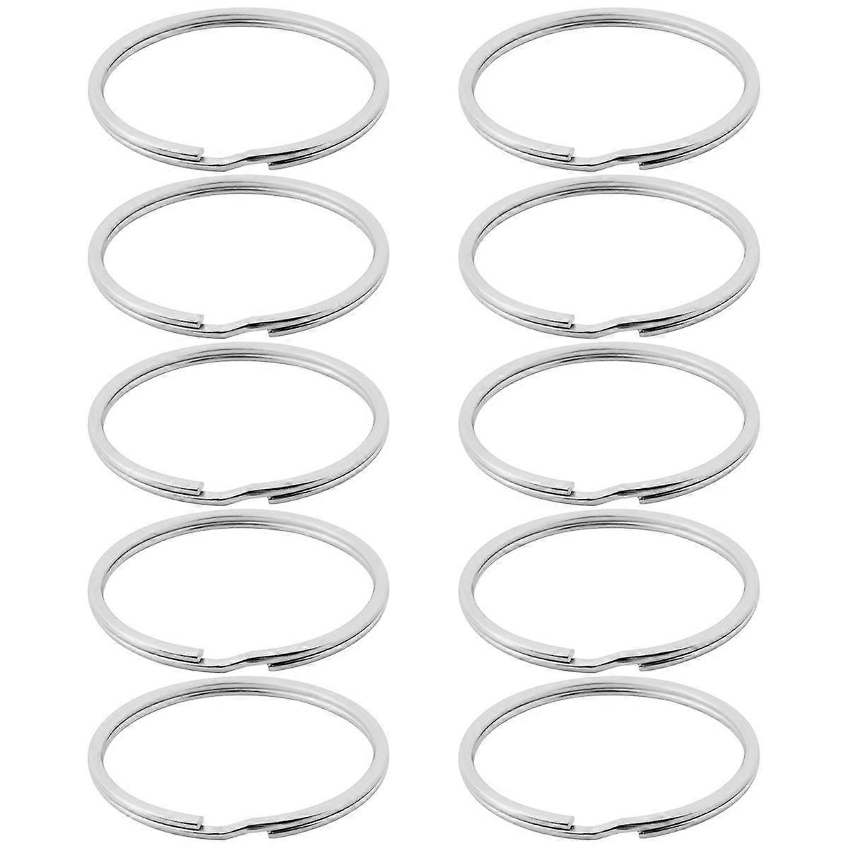 10X Quality 50Mm Keyring Split Ring Set Heavy Duty Large Nickel Key Loop Sprung Hoop