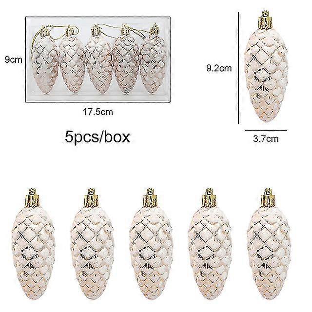 5pcs Painted Pine Cone Balls Hanging Pendants Merry Tree Decoration For Home Xmas Ornament Gift Navidad 2023