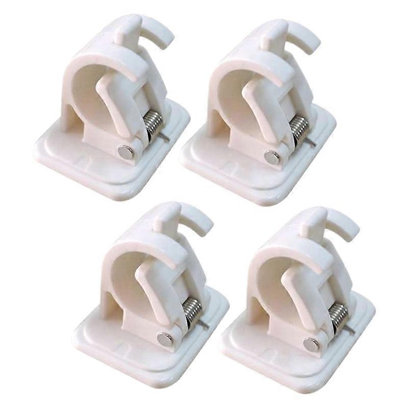2Set 4Pcs Self-Adhesive Hooks Wall Mounted Curtain Rod Bracket Shower Curtain Rod Fixed Clip Hanging Rack
