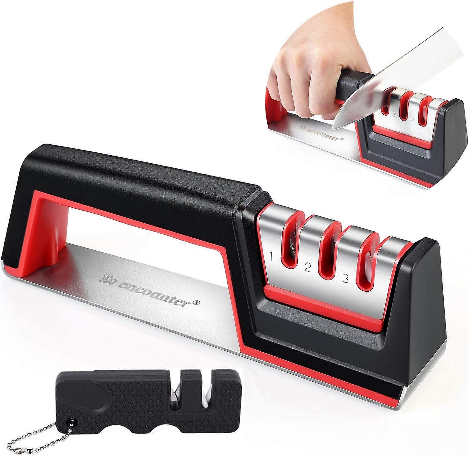 Knife Sharpener Professional 3-Stage Kitchen Knife Sharpening Tool - Restore and Polish Blades Quickly