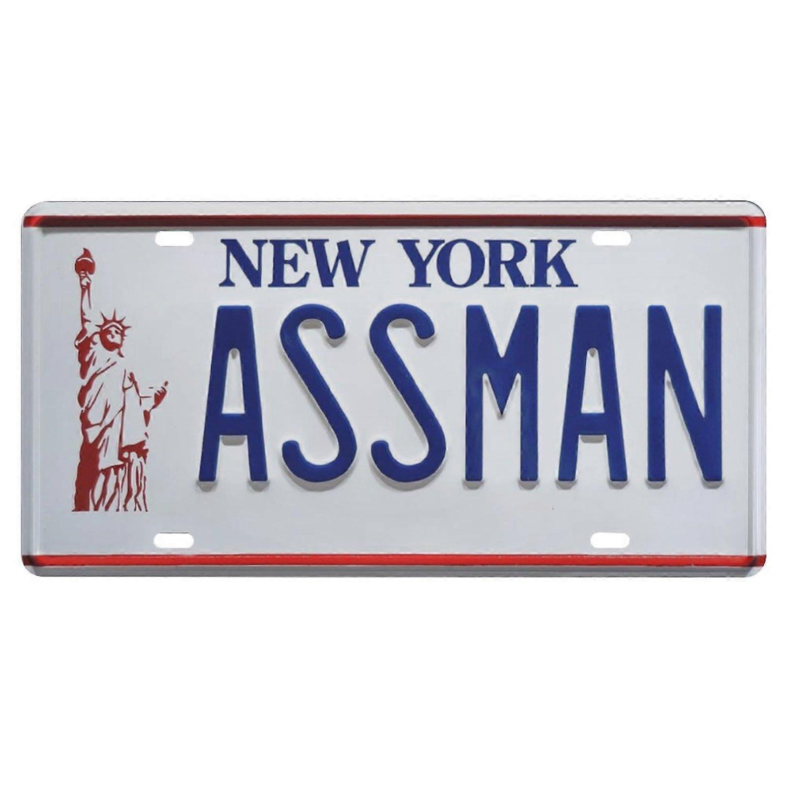 1pc NewYork/California License Plate, New York ASSMAN California OUTATIME, Car Decorative Parts License Plate, Wall Decor For Bar, Cafe, Garage, Resta