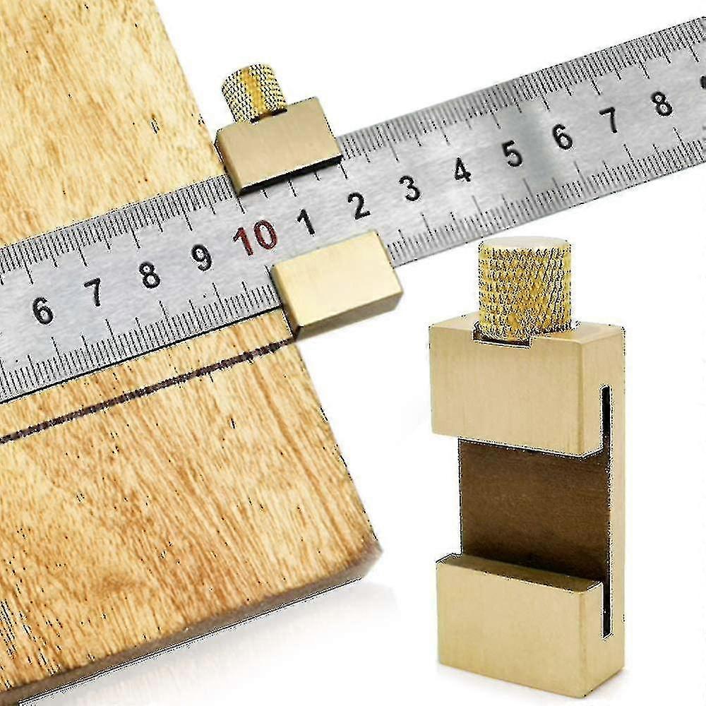 Ruler Tool Brass Steel Ruler Wood Positioning Block Line Locator Stop Block Measuring Tool Ruler Pos Raoliang