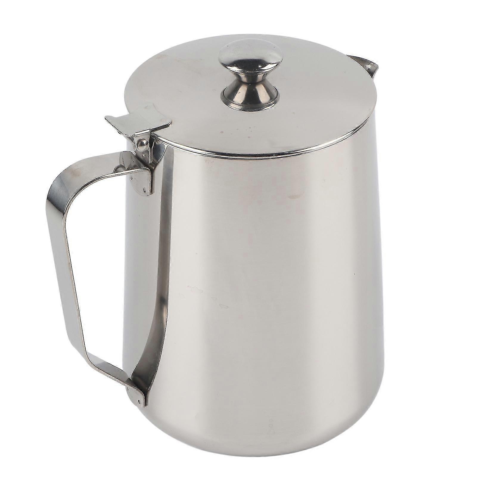 1000ml Stainless Steel Milk Frothing Pitcher Jug with Lid for Latte Coffee Art