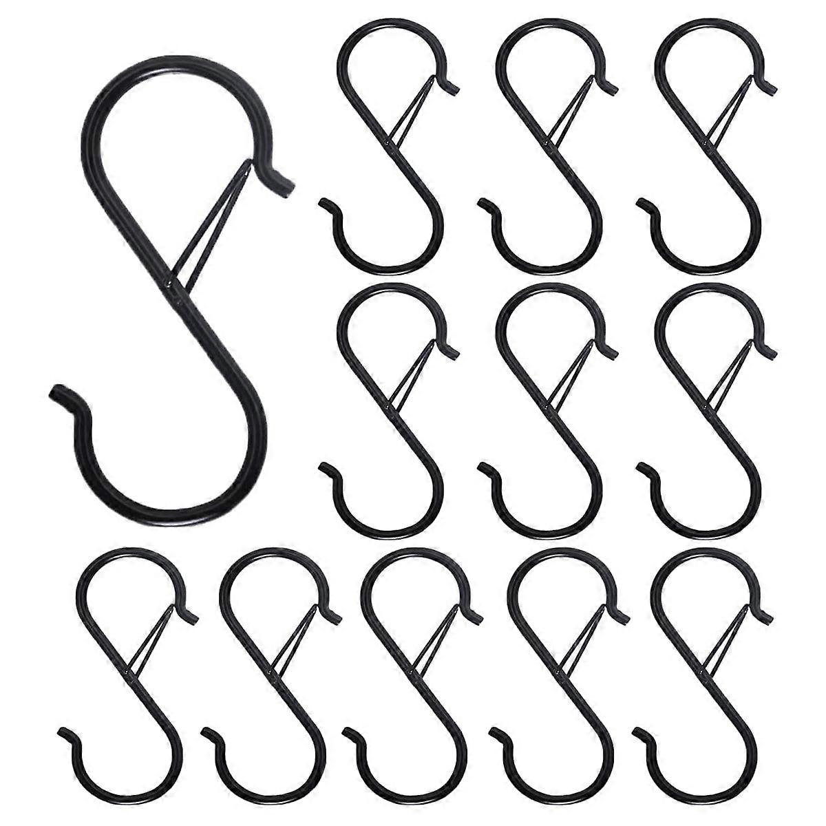 12PCS S Hooks for Hanging - S Shaped Hooks for Kitchen Utensil and Closet Rod - Black S Hooks for H