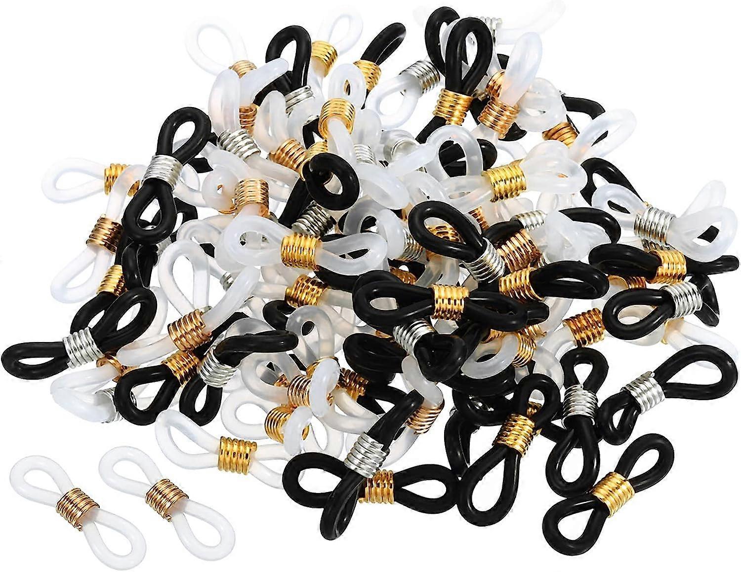 Eyeglass Chain Connector, 100 Pack Adjustable Anti Slip Silicone Rubber Strap