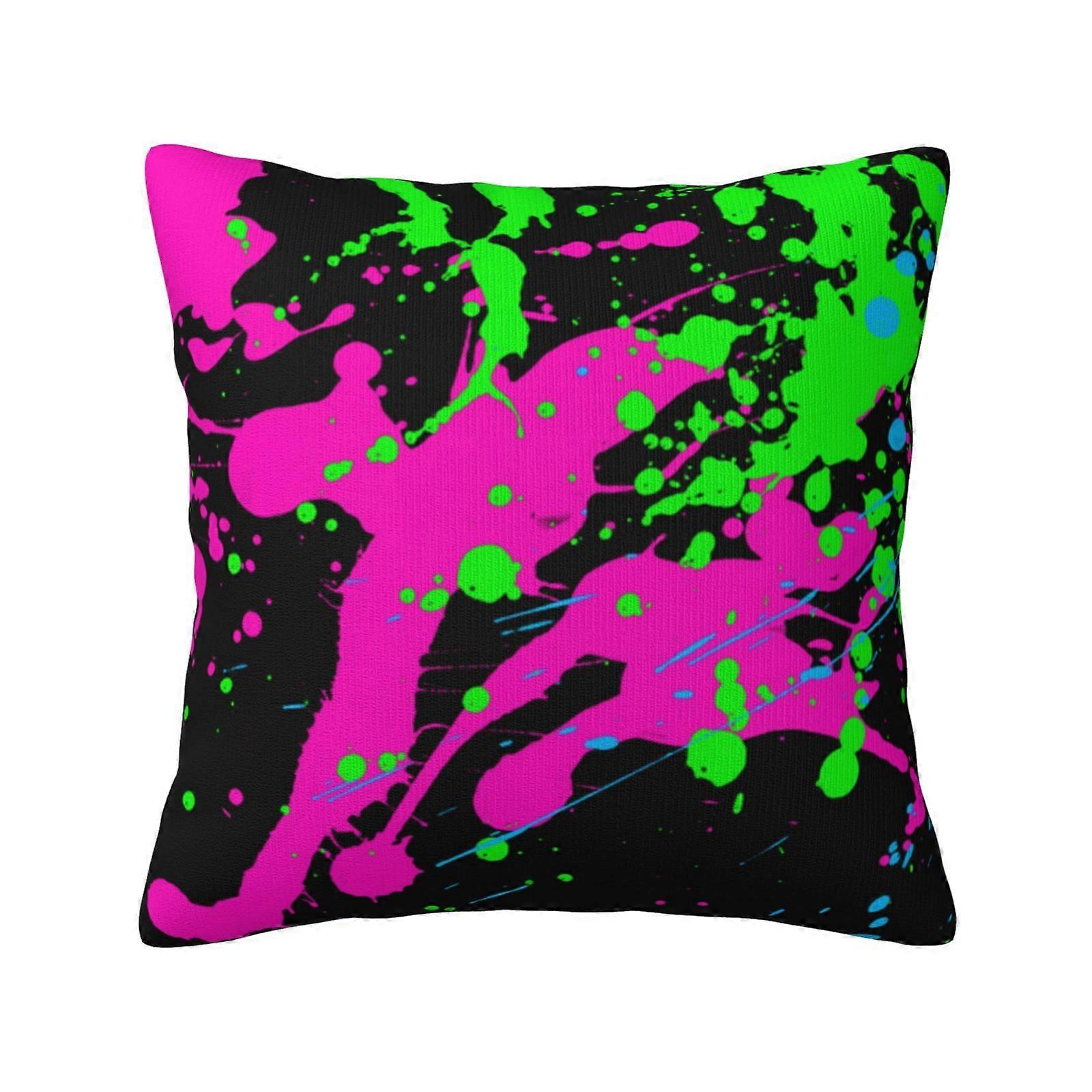 グローインダークスプラッターネオン3スロー枕カバー装飾的な枕カバークッションカバーホームソファベッド屋内18 X 20インチ