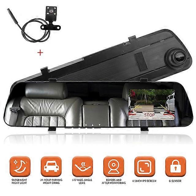 4.5"IPS Screen Car Dvr Mirror Dash Camera Dash Cam Dual Lens Car Camera Full Hd Drive Recorder Stream RearView Mirror
