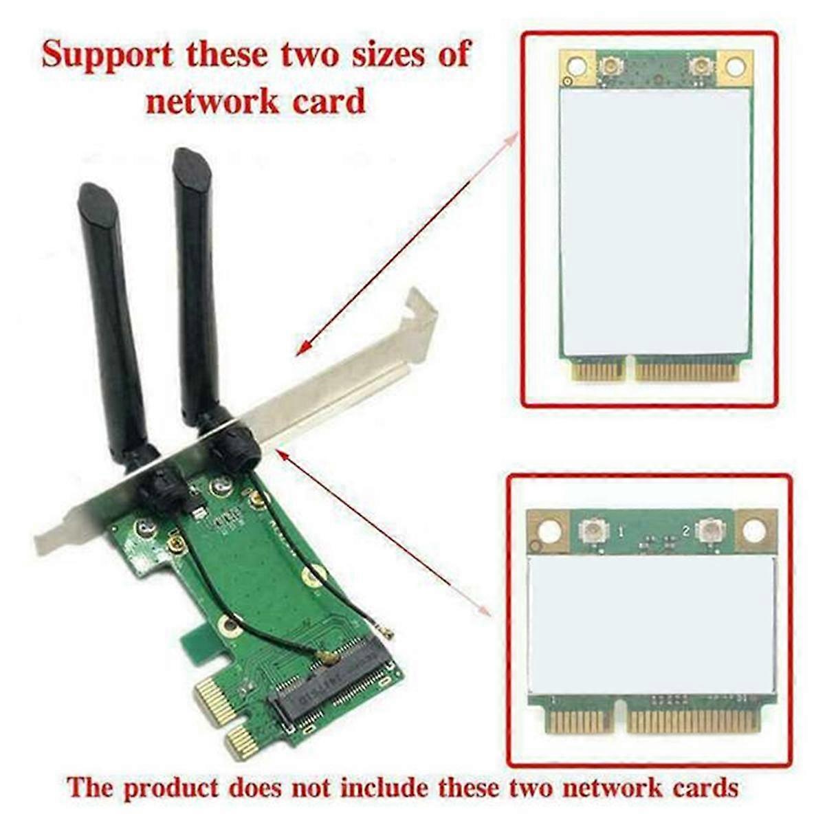 Voor PC Draadloze kaart WiFi Mini PCI-E Express naar PCI-E Adapter met 2 Antenne Extern