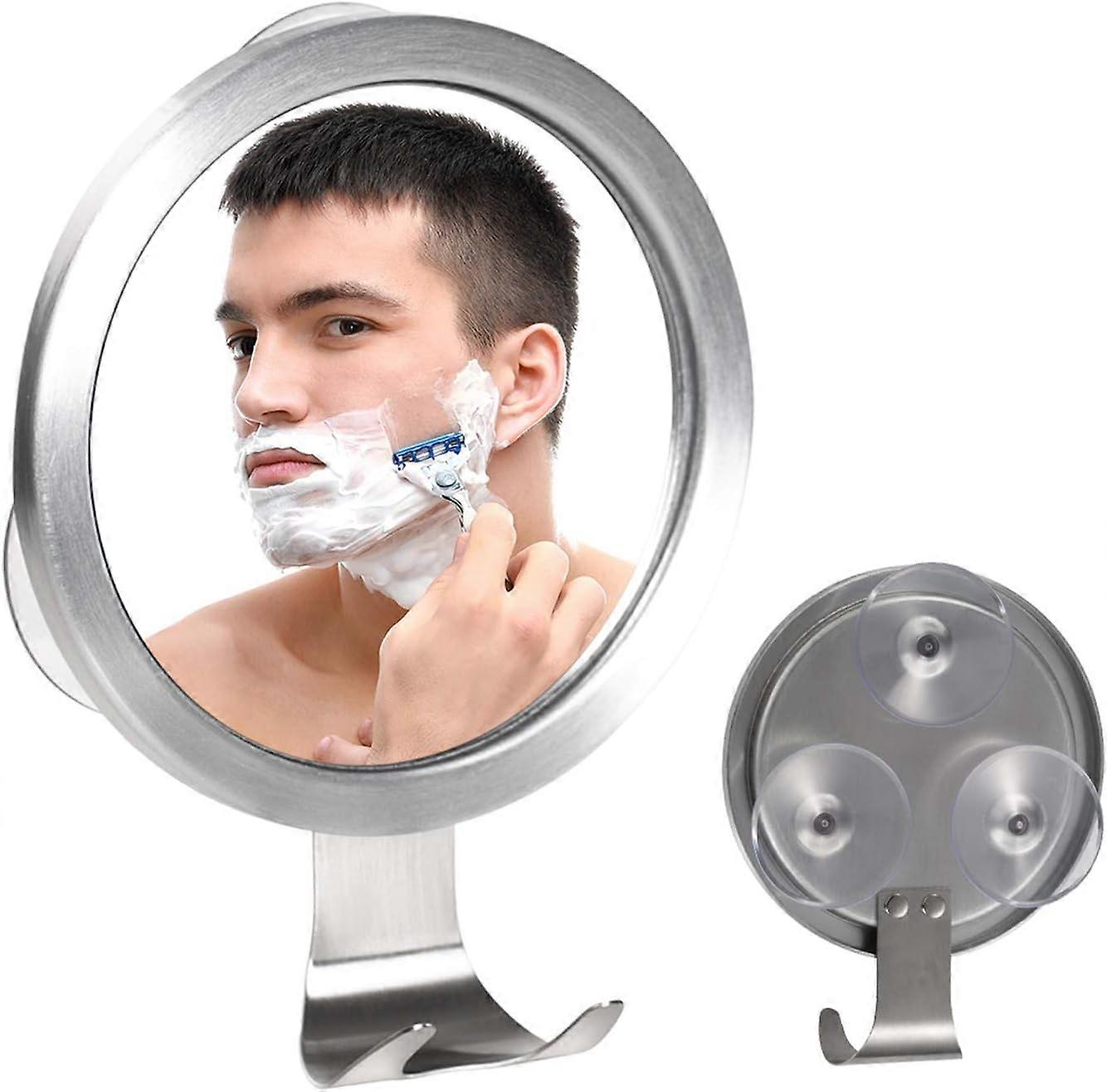 Fogless Shower Mirror with 3 Strong Suction Cups and Shaving Hooks, Anti-Fog and Shatterproof, Small Bathroom Mirror 15 x 15cm