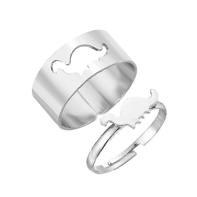 2pcs Combinando Dinossauro Casal anéis ajustáveis joias de aniversário de moda
