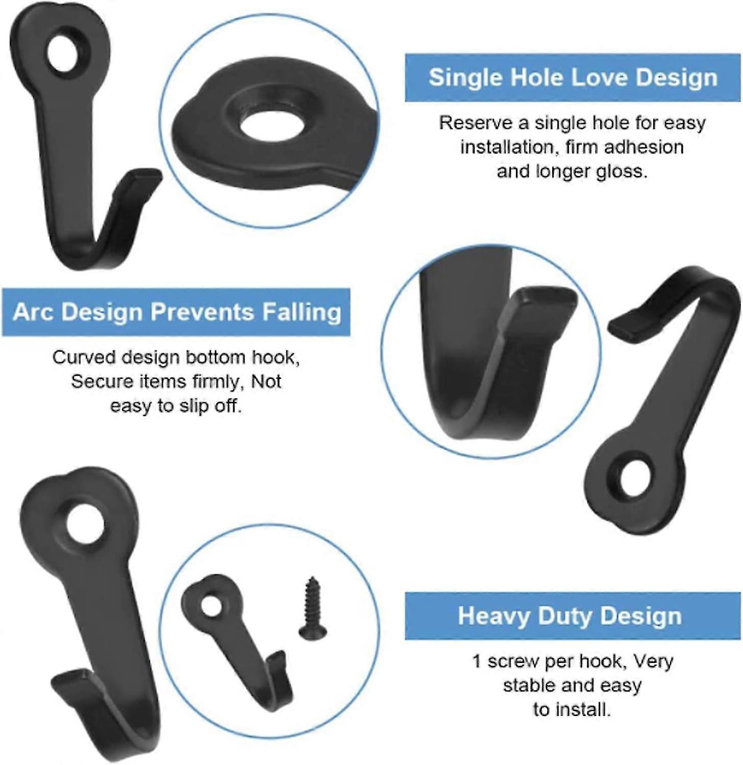 Wall coat hook, vintage hat wall hook with screws black single hook wall hook single hook 16 pieces