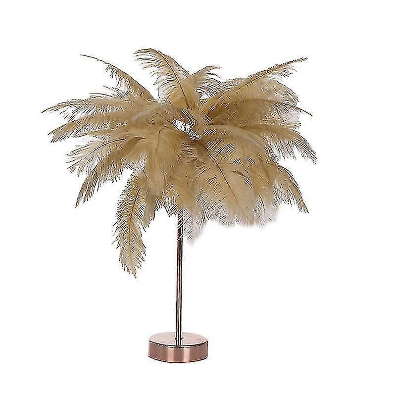 Feather Table Lamp, Feather Led Night Lamp With Remote Control For Bedroom Wedding