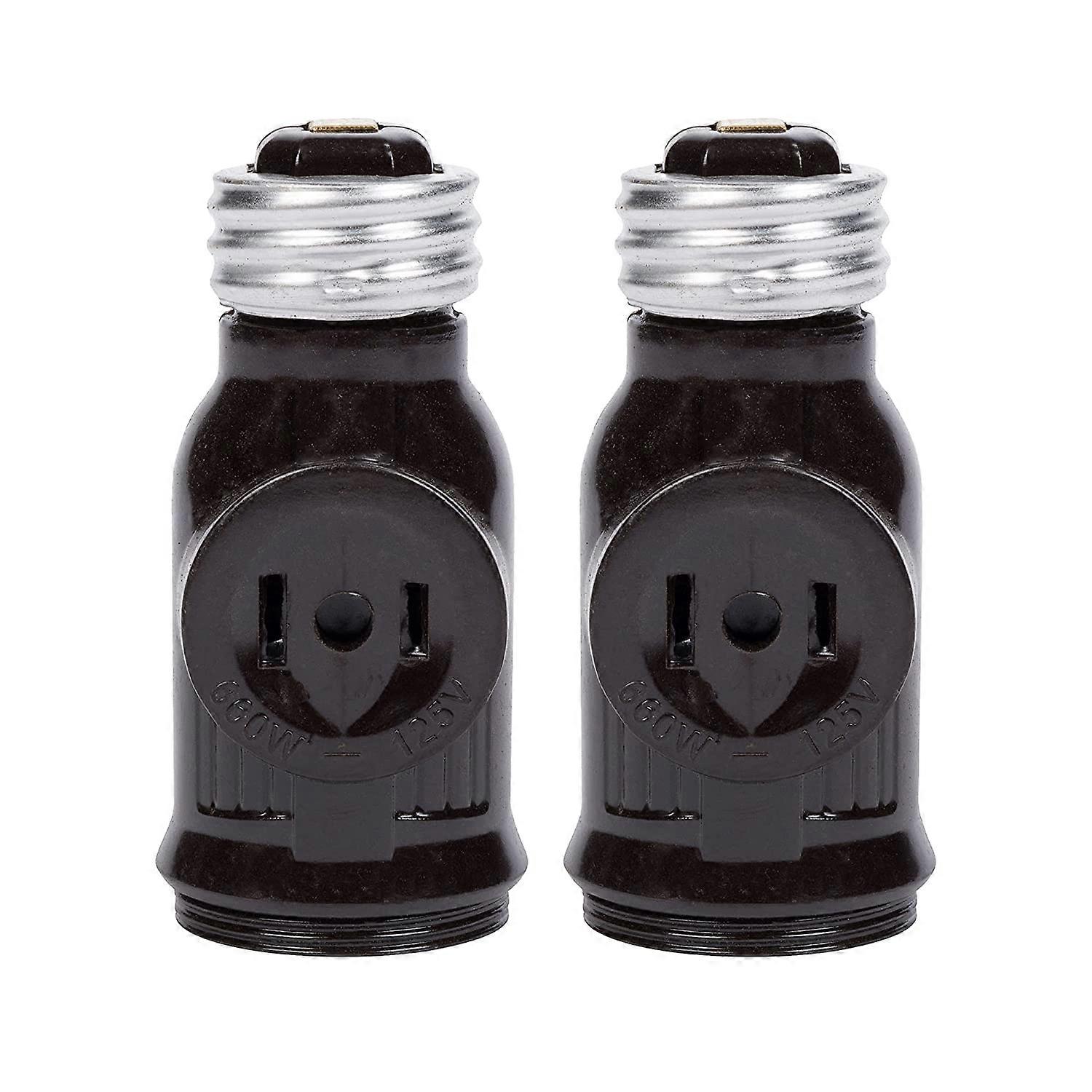 E26 Light Bulb Socket Adapter Black (2 Pack)