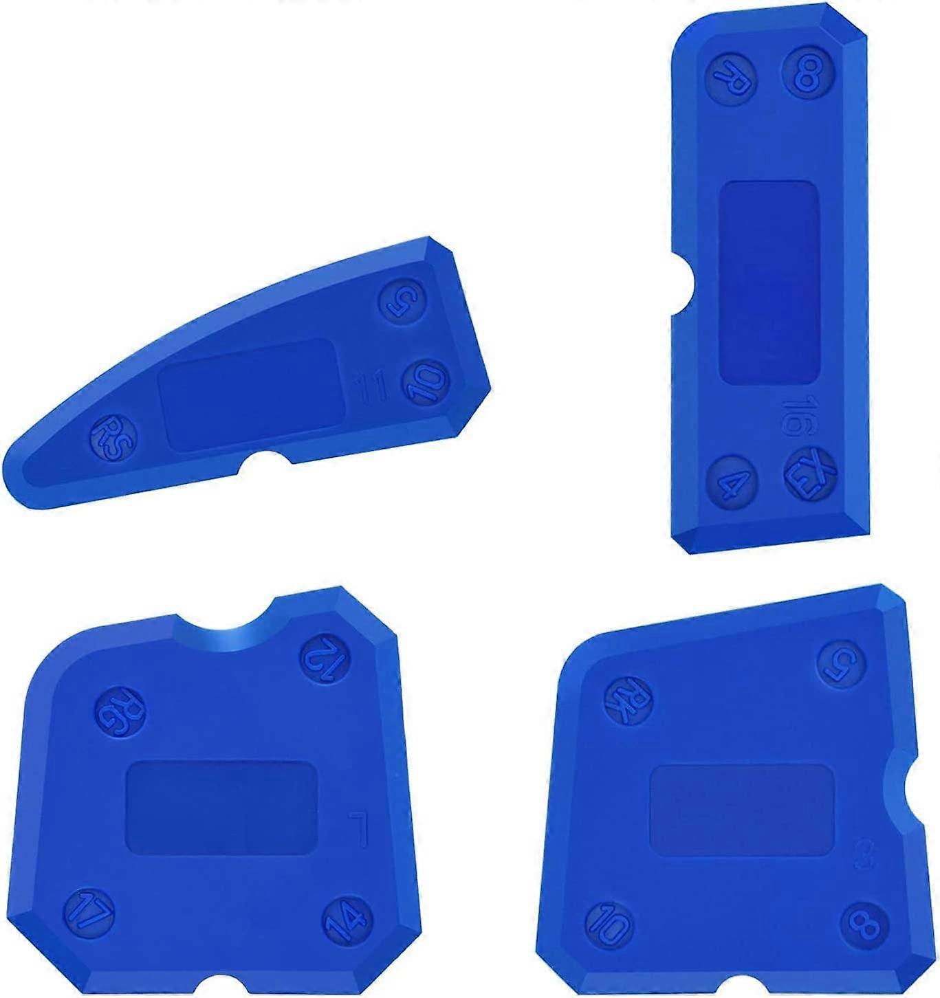 Sealant Finishing Tool,4 Piece Portable Blue Silicone Former Sealant Caulking Tool Kit,Multi-Edge Silicone Sealant Applicator Tool