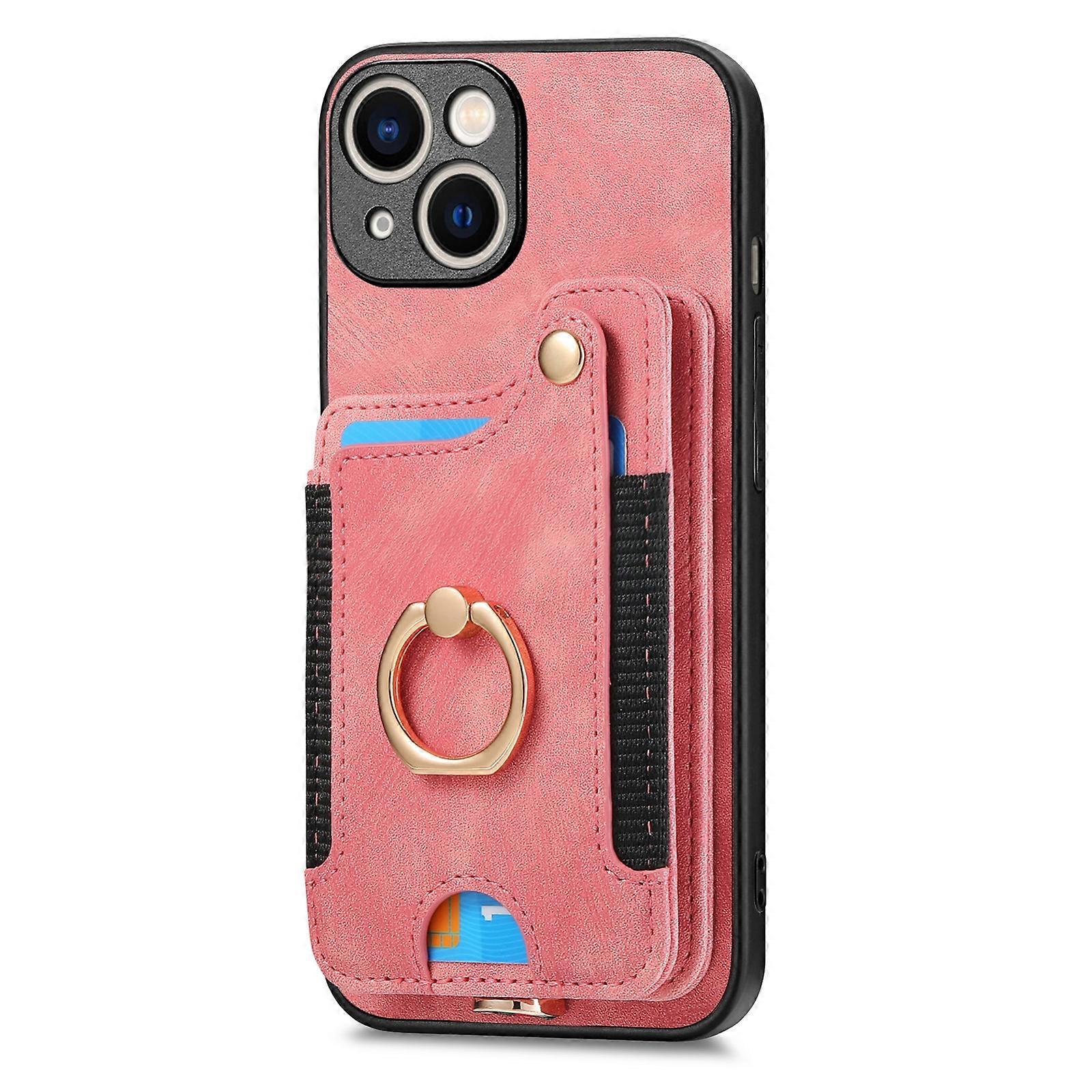 Retro Skin-feel Ring multi-card Case For iPhone 15