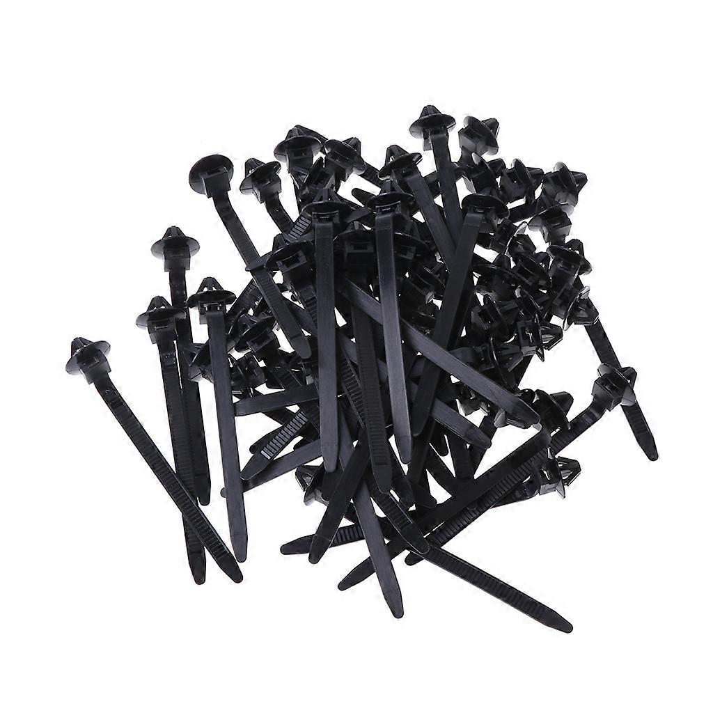 50 Pcs Nylon Black Car Cable Strap Push Mount Wire Tie Retainer Clip Clamp