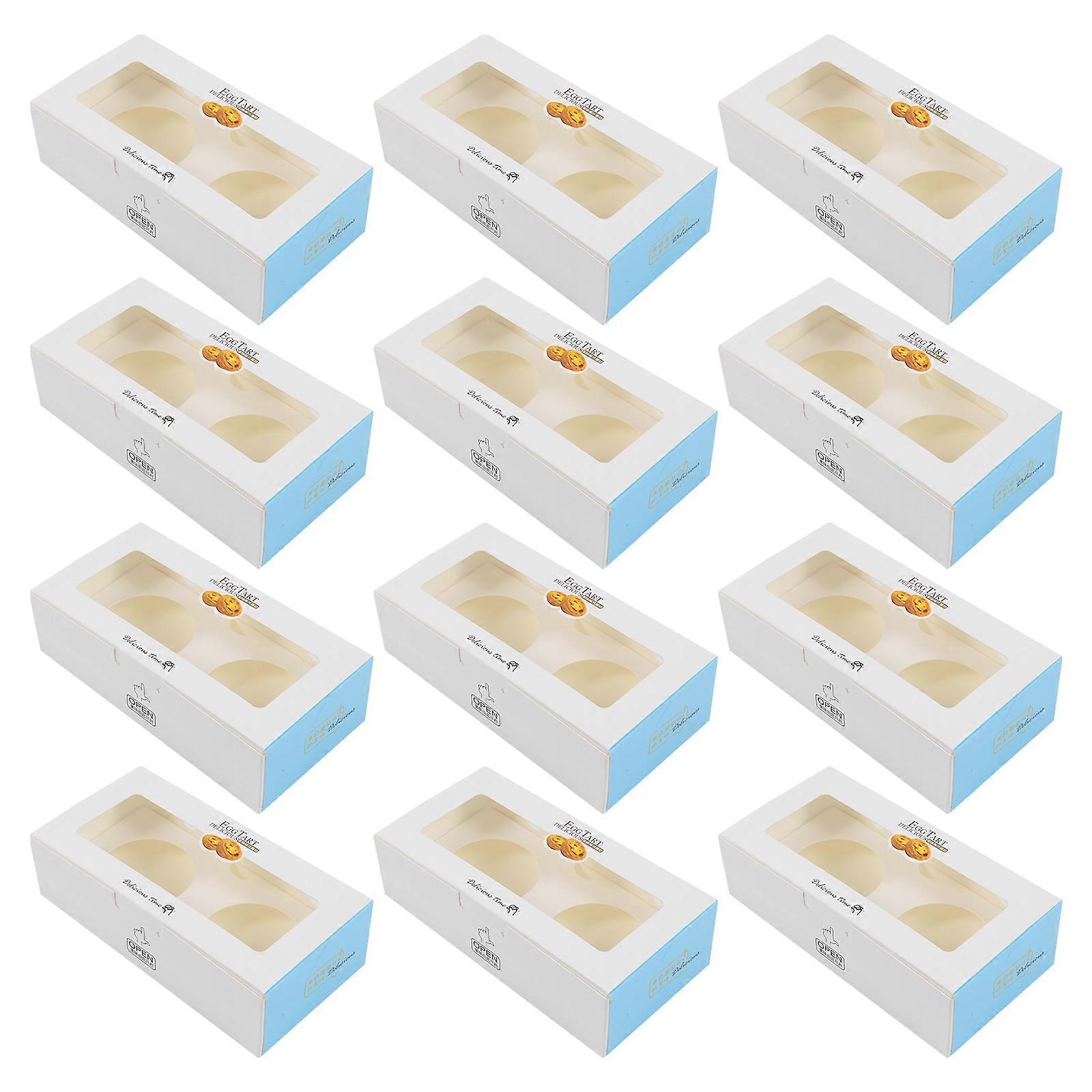 25pcs Egg Tart Boxes Dessert Containers Muffin Carriers with Clear Window