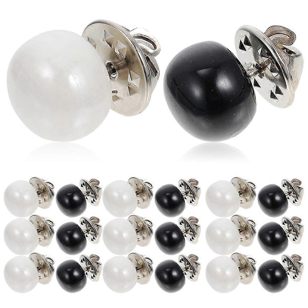20 Pcs Black Pearls Collar Button Scrapbooking Buttons Replacement Jeans Buttons Faux Pearl Snap Buttons
