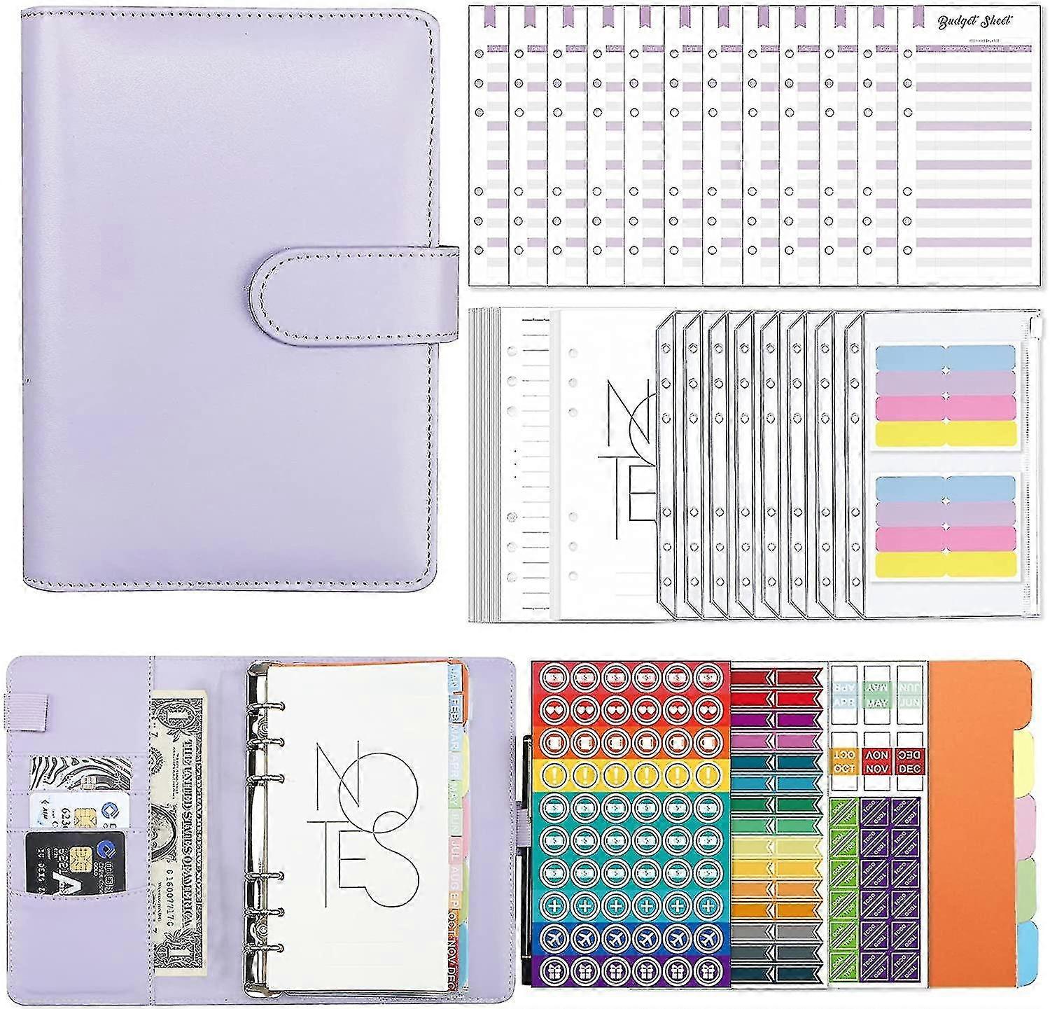 A6 Budget Binder With Zipper Envelopes Pu Leather Refillable Money Saving Binder