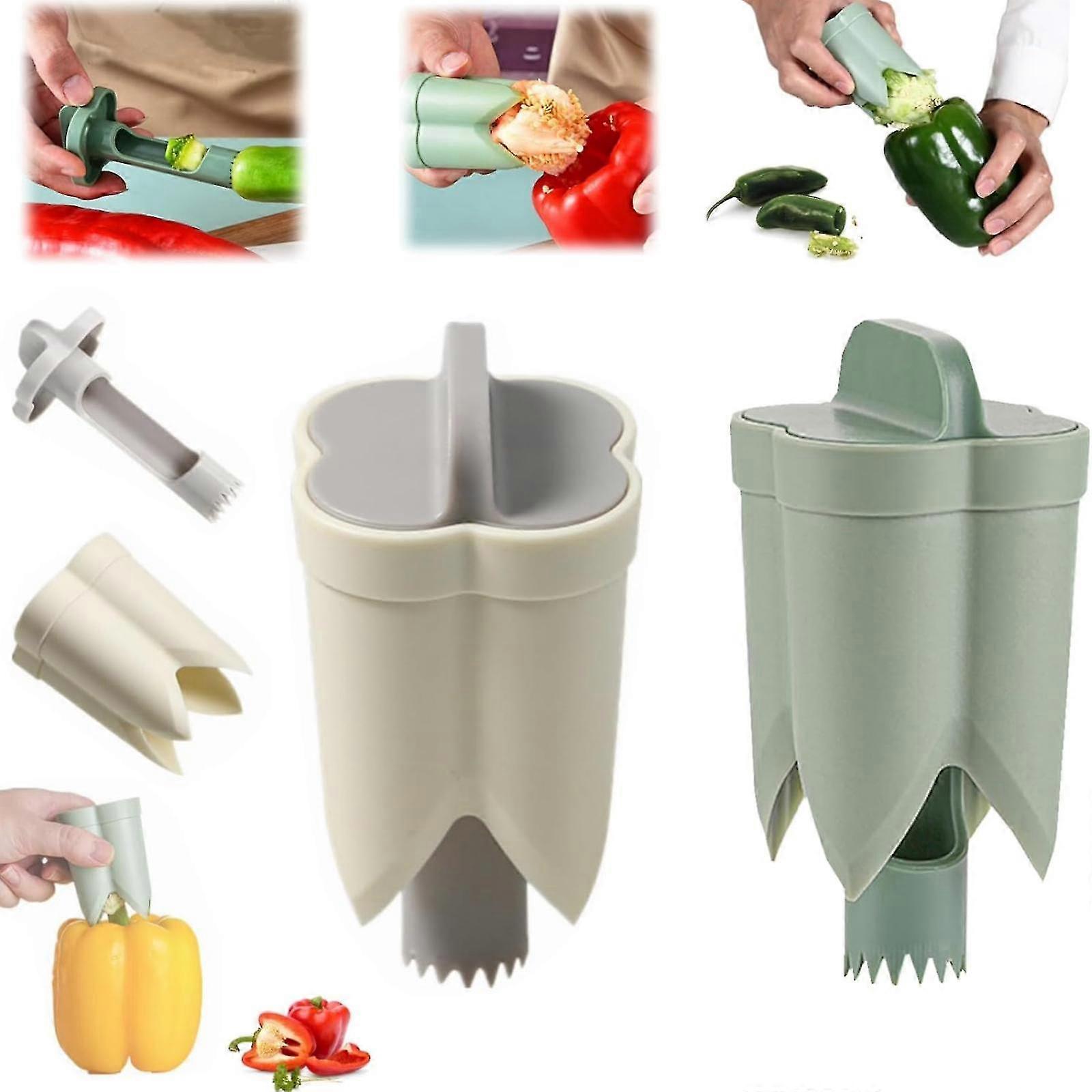 Pepper Corer, 2 In 1 Bell Pepper Seed Core Remover, Fruit And Vegetable Quick Corer