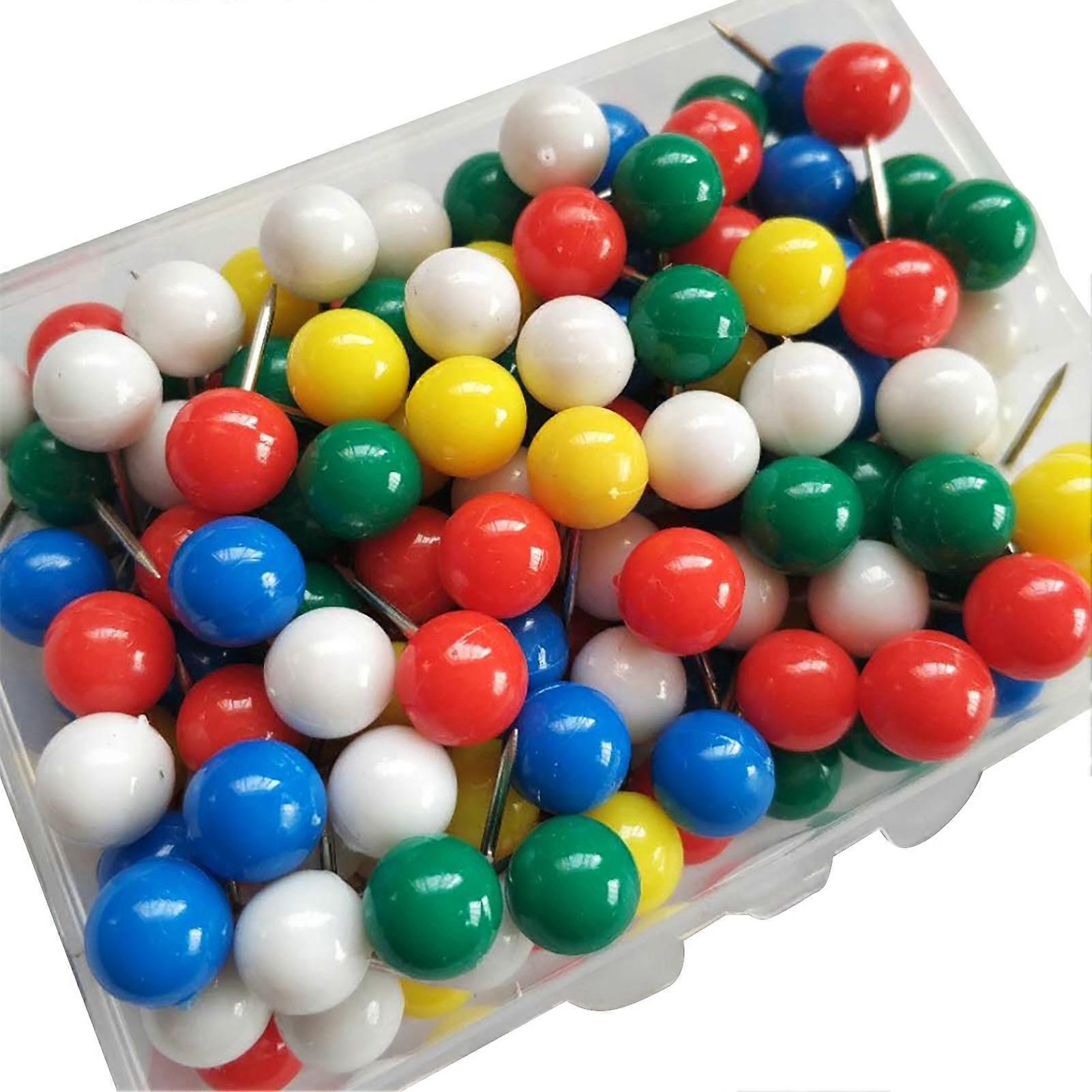 100Pcs Multi-Color Map Push Pins Round Head with Stainless Point Multi-Color Thumbnail Design Map Push Pins QingHai