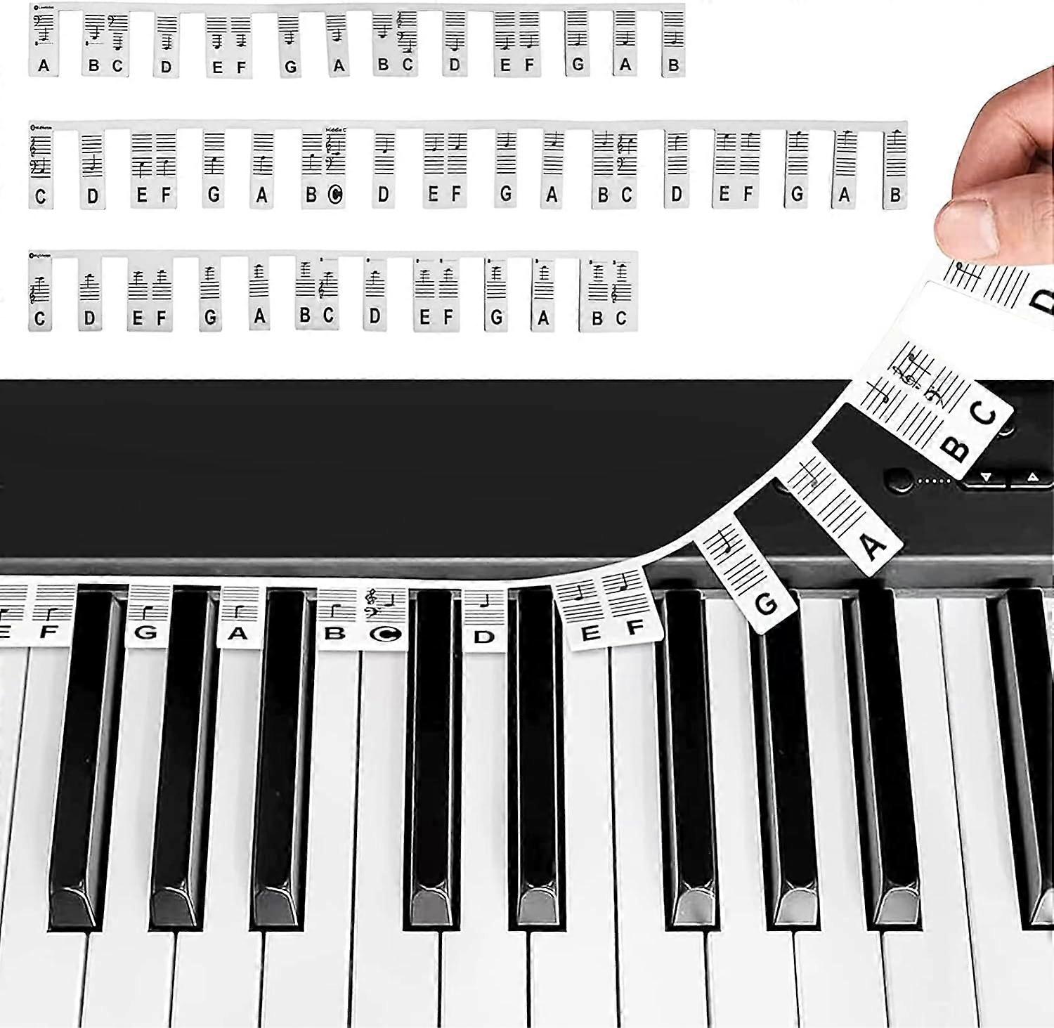 Removable 88 Key Piano Silicone Labels, Keys Note Sticker for Black and White Keys, Piano Keyboard Stickers Suitable for Beginners