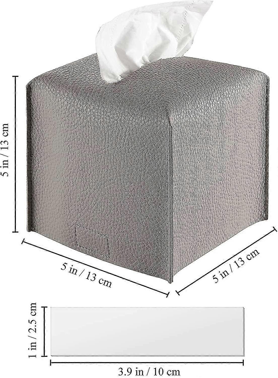 Tissue Box Lid Gray Square Tissue Storage Box Leather Tissue Decorative Box