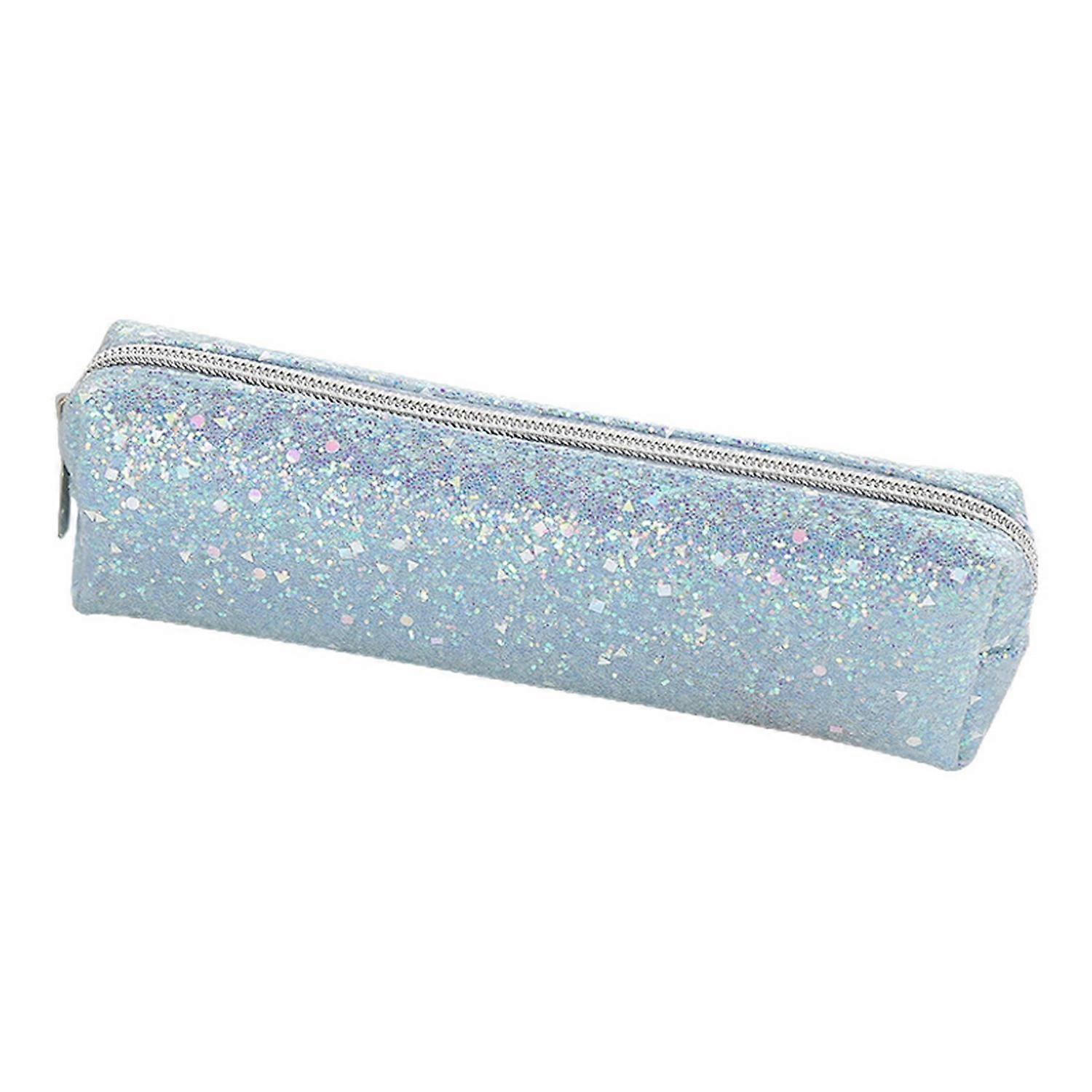 Pencil Case Large Capacity Smooth Zipper Stylish Glitter Sequin Stationery Storage Pouch School