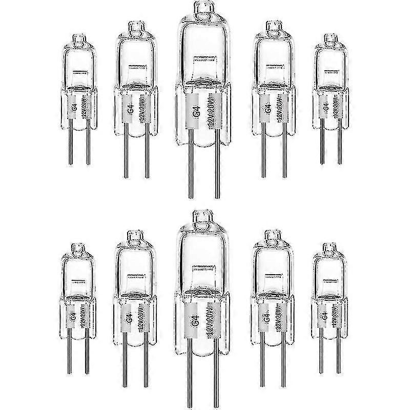 10pcs G4 Halogen Bulbs 20w 12v Warm White 2700k Transparent Capsule Dimmable,versailles