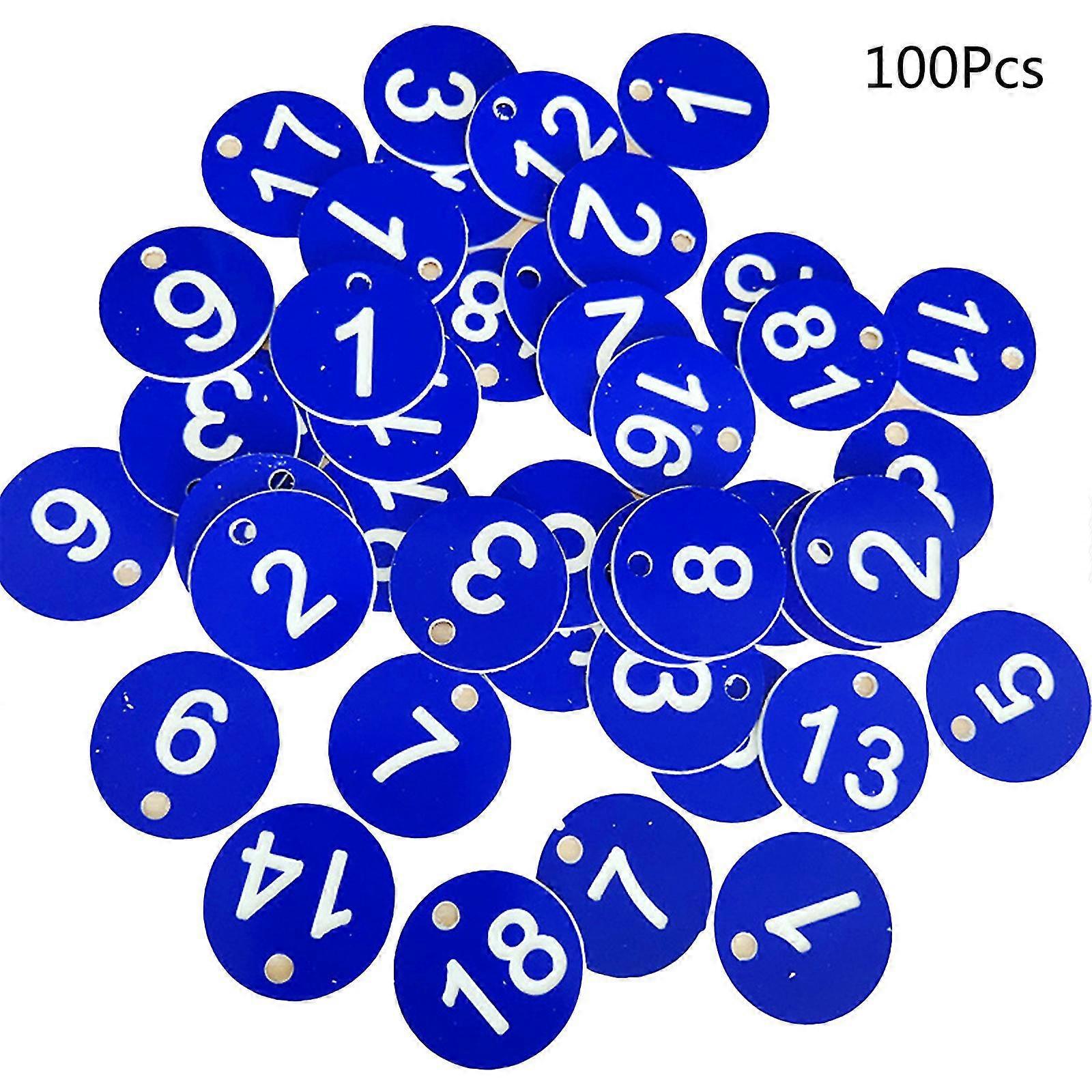 100 db-os műanyag azonosítócímke 1-100-as számmal, színes kulcstartóra, gravírozott számmal