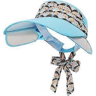 Chapeau de pare-soleil pour femmes Casque de plage d’été à large bord évolutif Chapeau de soleil de voyage UV UPF, bleu clair