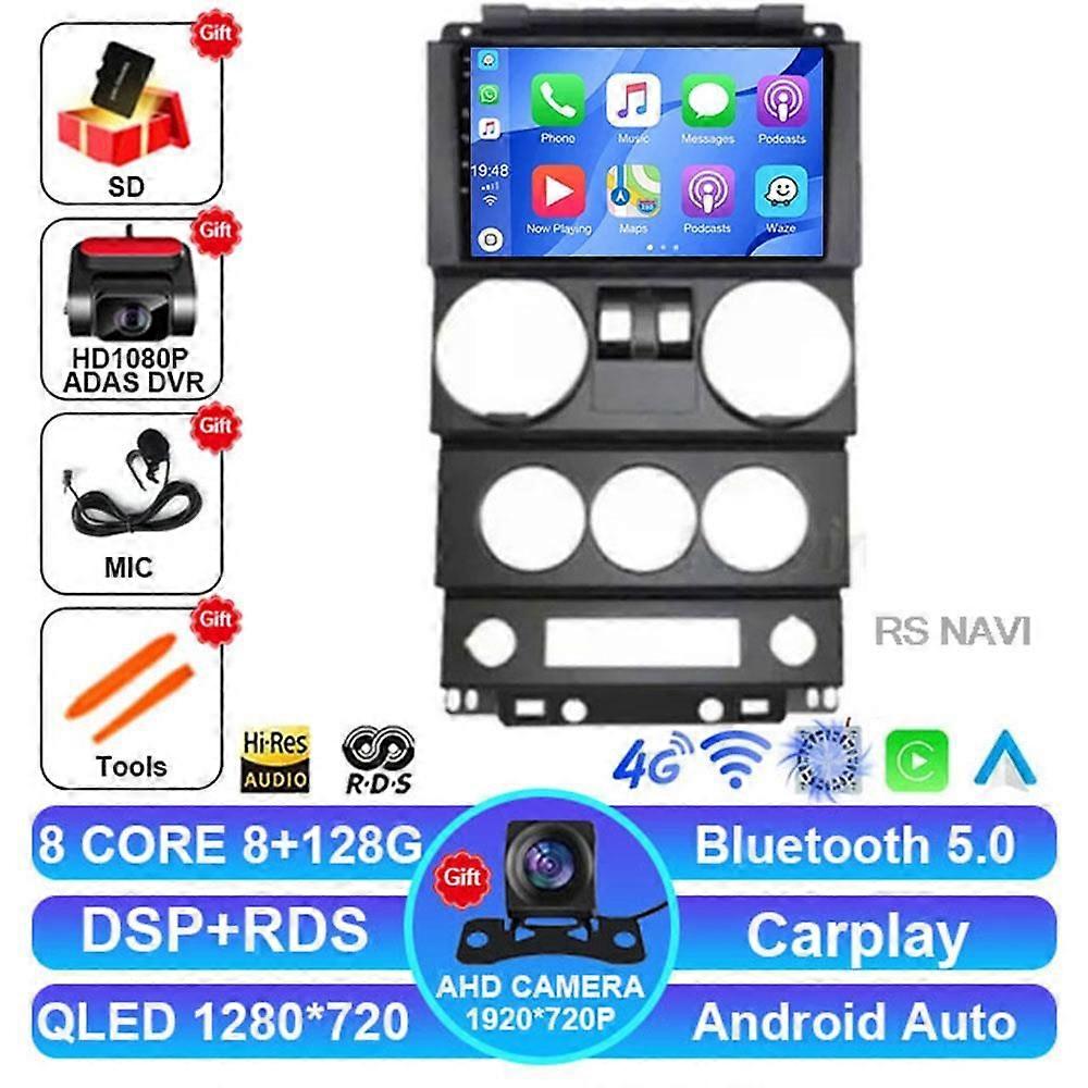 Android 14 Car Radio For Jeep Wrangler Unlimited 3 Jk 2008 - 2010 Viedo Player 2 Din Head Unit Wireless Carplay Auto Multimedia