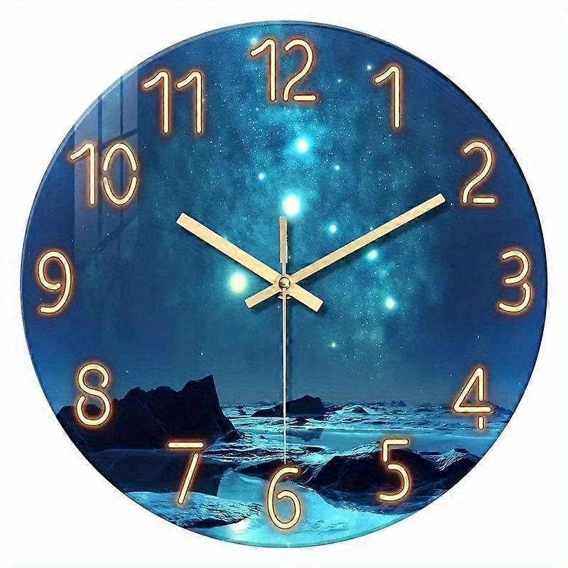 Glass Wall Clock Silent Non Ticking Wall Clock- 12 Inch Quality Quartz Battery Operated Round Clock for Home Office Tiny