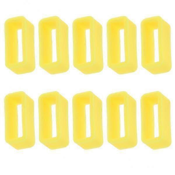 2x10pcs Rubber Silicone Watch Band Loop Strap Holder Keeper 16mm Yellow