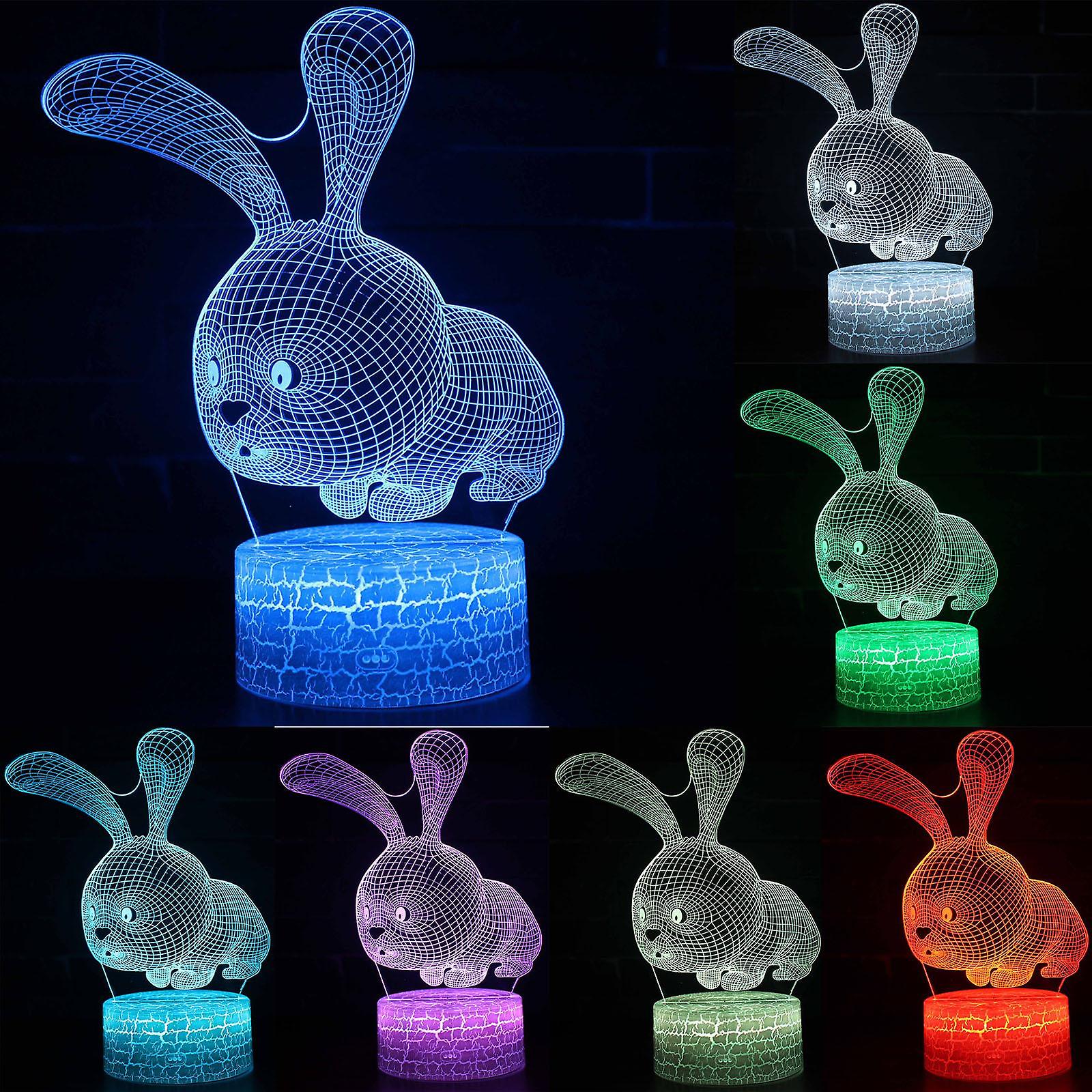 Easter 3d Night Light Rabbit Night Light Colorful Led Night Light Usb Light Gift