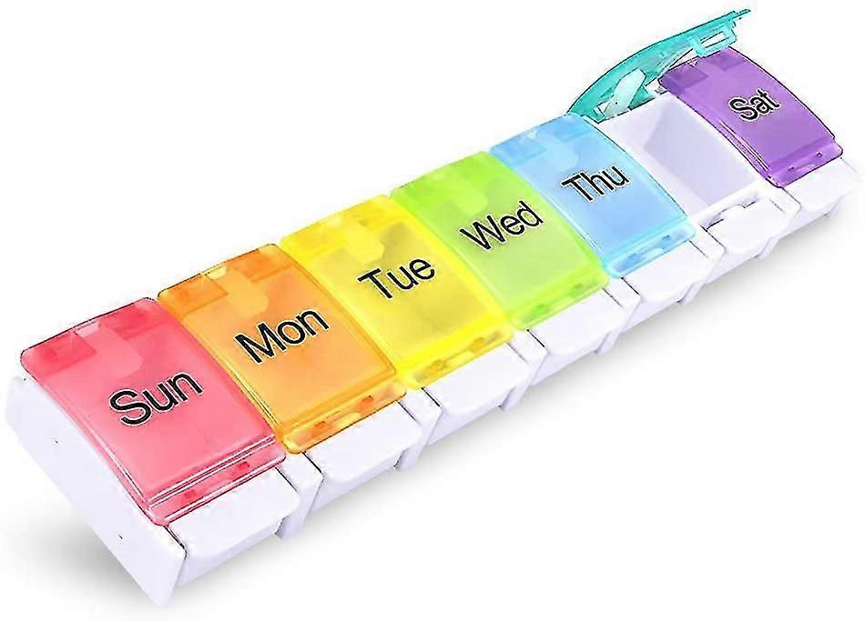 Weekly Pill Organizer Arthritis Friendly, Bpa Free 7 Day Pill Box Case With SpringDesign And Large Compartment To Hold Vitamins, Cod Liver Oil