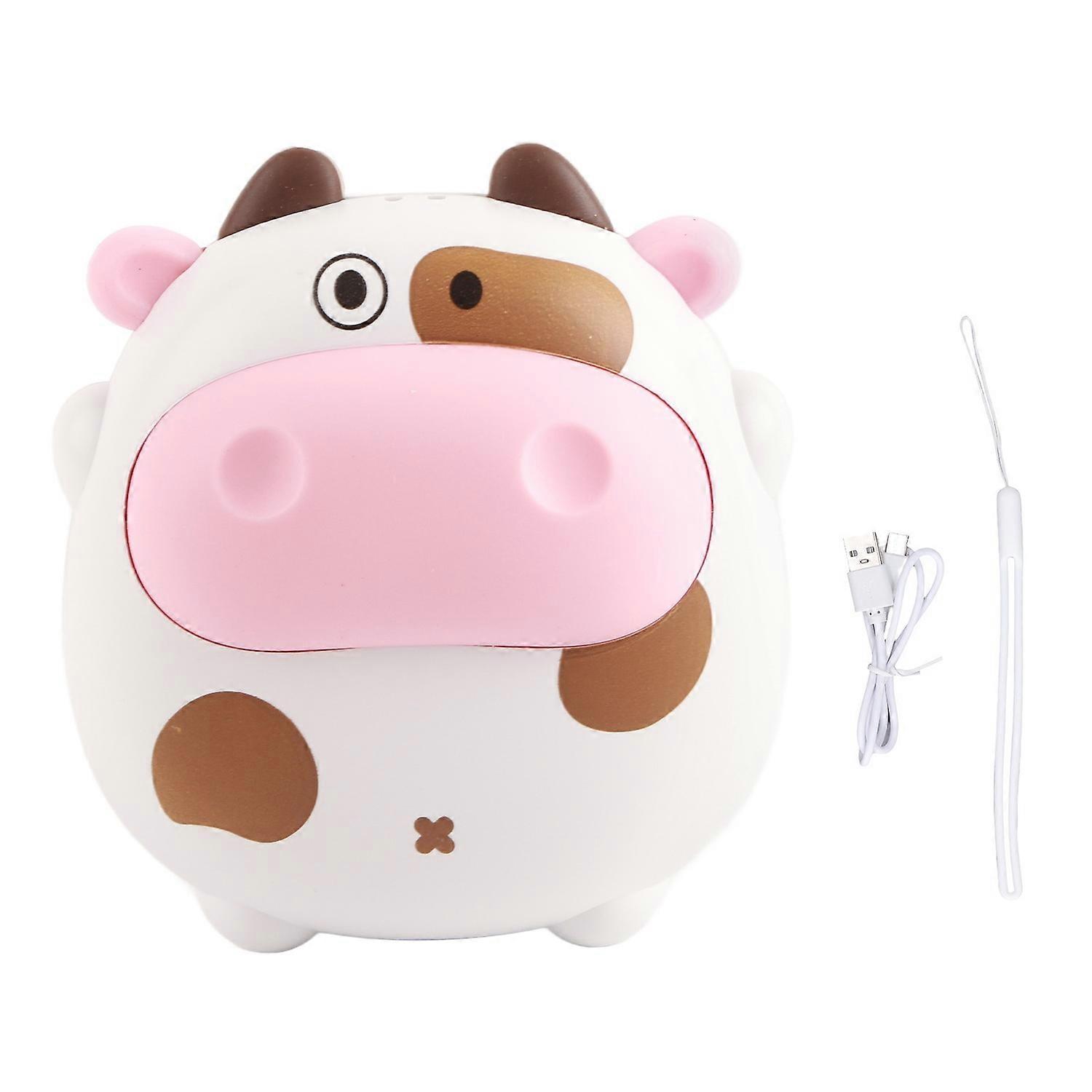 Hand Warmer 2 Levels Temperature Adjustment USB Charging Mini Cartoon Cow Shape Hand Warmer with Nig