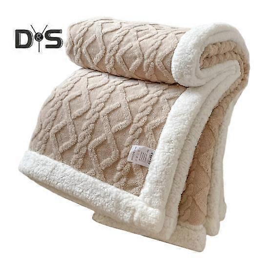 Winter Thickened Blanket Double-sided Fluff Plush Double-layer 3D Jacquard Solid Color Office Nap Dormitory Home Bed Sofa Travel Cozy Warm Blanket