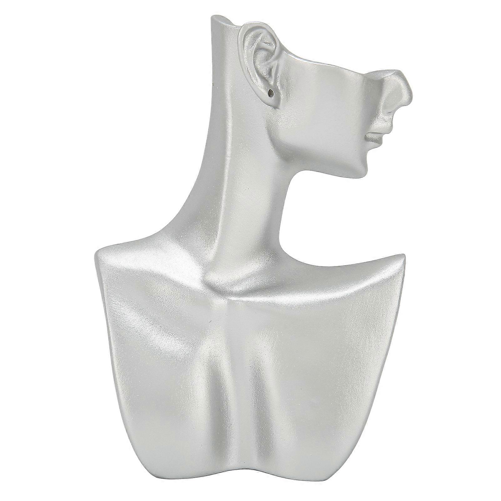 Bijuterii Display Manechin Rășină Argint High Glossy Multifunctional Home Decor Cercel Display Bust pentru Colier M